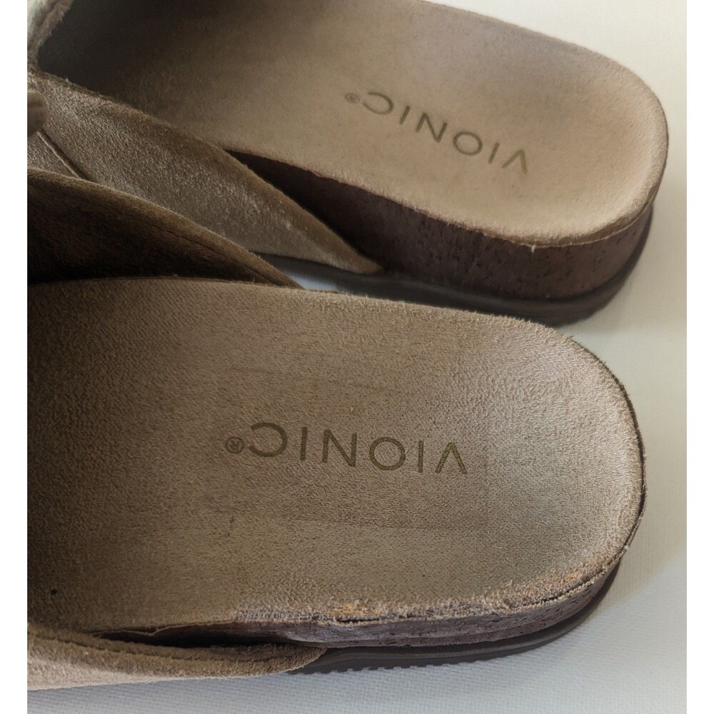 Vionic Georgie Women's Size 7 Slip On Shoes Tan Suede Mules Sandals - Picture 8 of 11